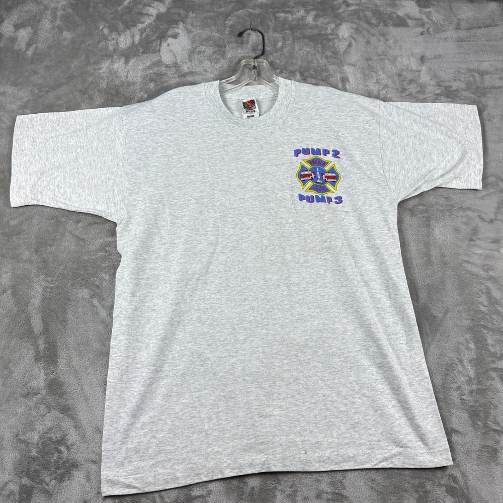 Vintage Fruit of the Loom Best Angola Fire Rescue T-Shirt Mens L Gray Twins Pump